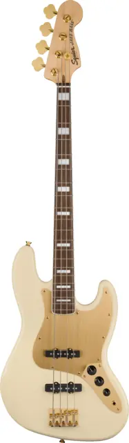 SQUIER 40th Anniversaire JAZZ BASS , Or Édition, Olympique Blanc