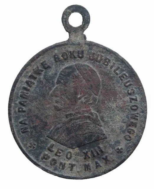 Ancient Old Catholic Medallion Pendant ''Pope Leo XIII Pont Max''