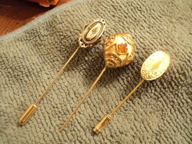 Vintage Hat Pins, Lot of 3, Good Condition