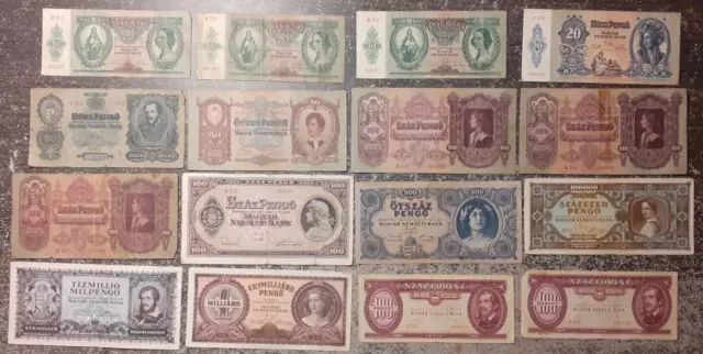 Hungary  pengo forint collection from WW2 lot 16 banknote 1930-1989