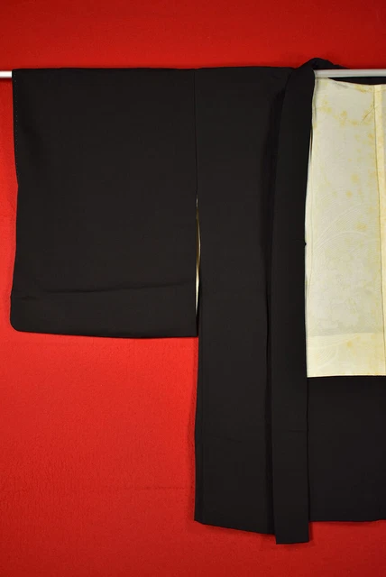 Vintage Japanese Kimono Silk Antique BORO Black HAORI Kusakizome Woven/A806/545 7