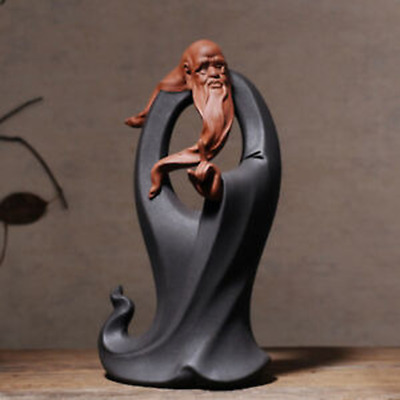 10.8“Pottery Porcelain Taoist Founder Laozi Lao-tzu Thinker Philosopher Statue