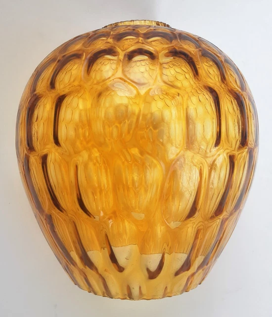 VTG MCM AMBER Orange Glass Shade for Tension Pole Lamp Thumbprint