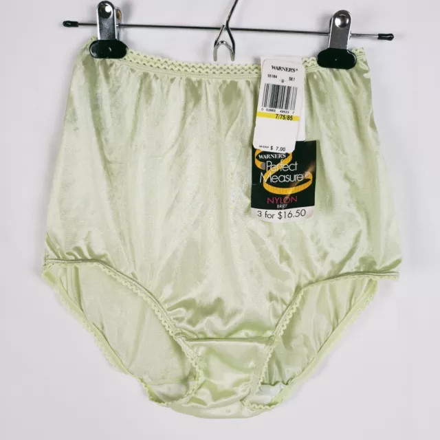 Vtg Warners Perfect Measure Nylon Brief Panty Womens 7 Green Granny Sheer 55184