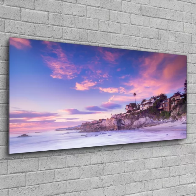 Glass Print Image Wall Mounted Photo 120x60 Laguna Beach in California at Sunset