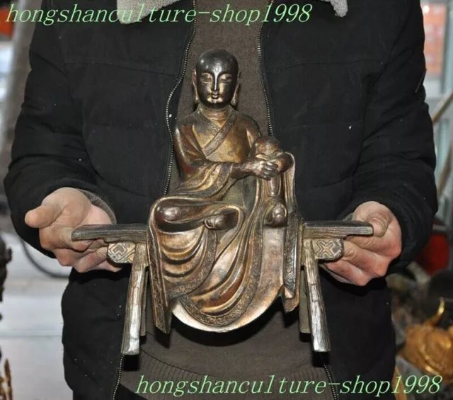 Tibet Buddhism Bronze Gilt Jizo Ksitigarbha Bodhisattva Tang Monk Buddha Statue