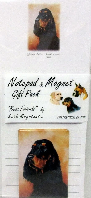 New Gordon Setter Pet Dog Magnetic List Pad & Magnet Set By Artist Ruth Maystead