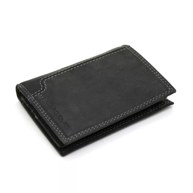 POLO CLUB portafoglio verticale da uomo in vera pelle porta carte nero blu slim