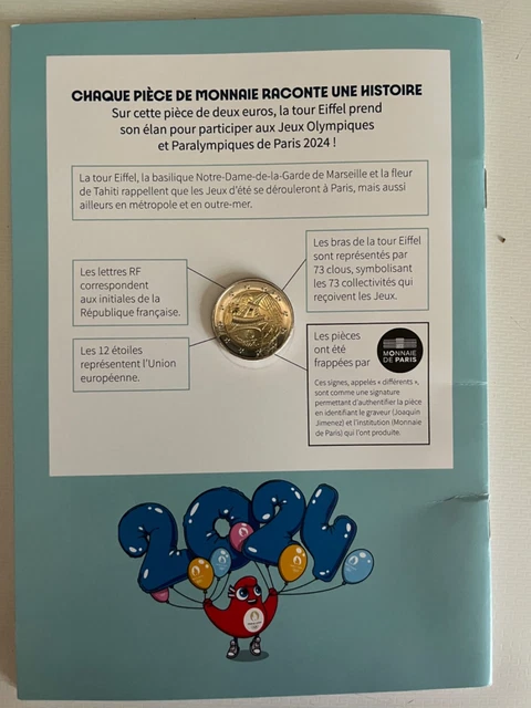2 Euro Commémorative France 2022 Jeux Olympique Paris Blister Rouge Piece De Monnaie