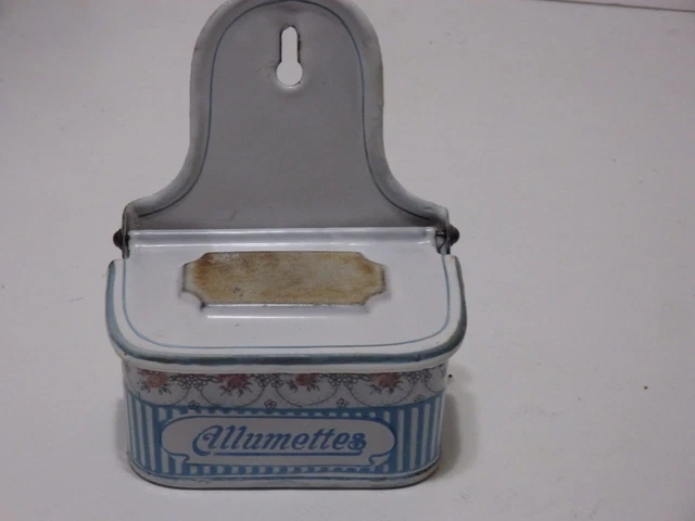 Boîte À Allumettes En Métal Émaillée Blanc Déco Vintage Ancienne