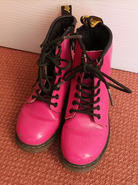 DR MARTEN GIRLS Ankle Boots Shoes Patent Pink Size Infants 10 UK