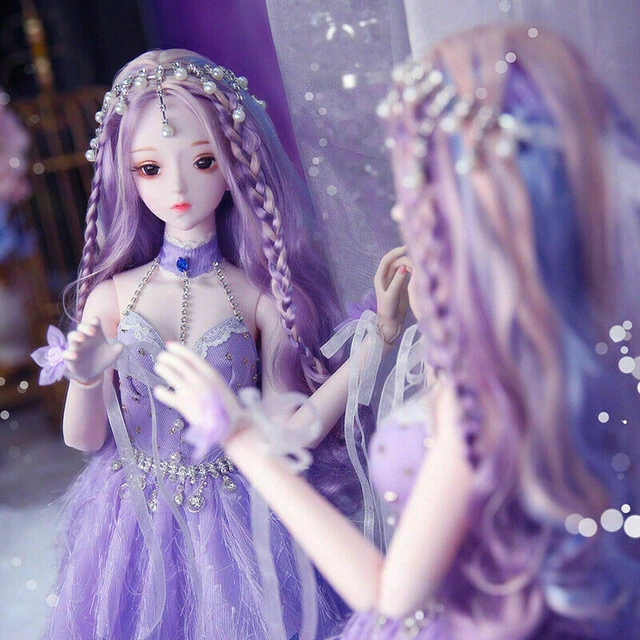 1/3 BJD Doll Princess Girl Full Set Outfits Face Makeup Eyes Wigs Gift Toy