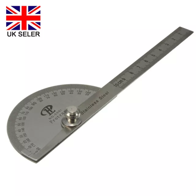 Stainless Steel Angle Ruler 180° 360° Protractor Round Finder Arm Measuring Tool