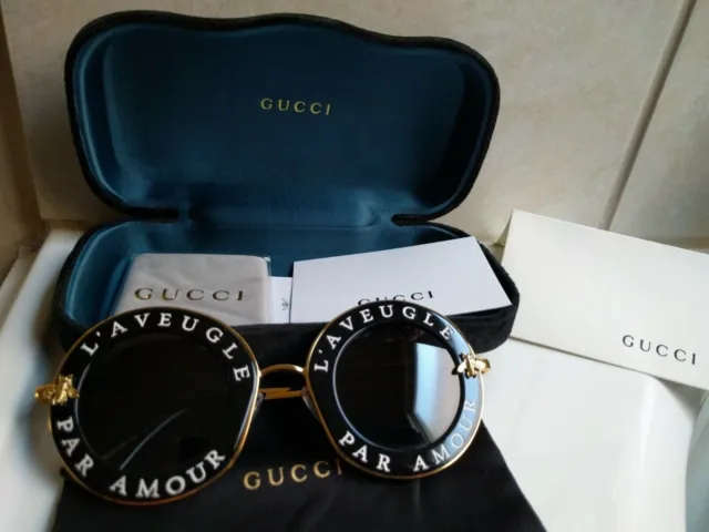 Gucci GG0113S L'aveugle Par Amour Gradient Round Sunglasses