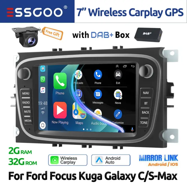 Car Stereo For Ford Mondeo Focus S/C-Max Galaxy Radio Carplay Gps Sat Nav Bt 32G