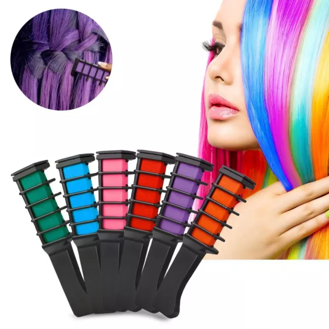 6/1PCS Temporary Hair Chalk Hair Color Comb Dye Salon Kits Party Fans Cosplay UK