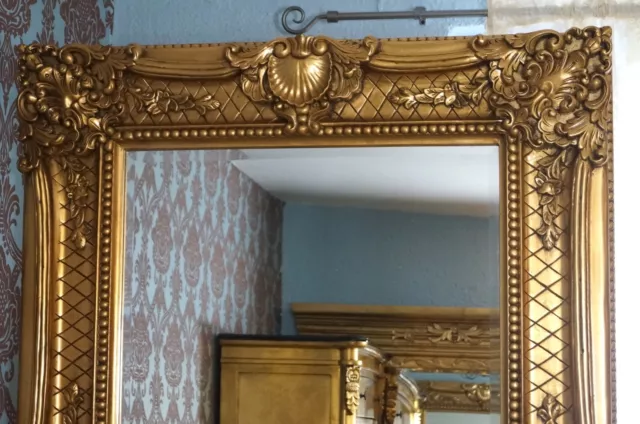 Miroir 200X130/20Cm Style Baroque Doré À La Feuille D'or Glace Pour Palais 3