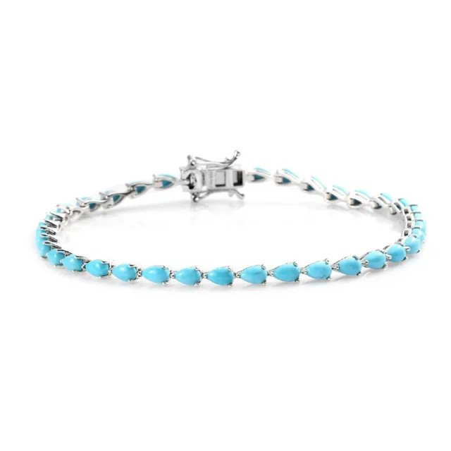 11.60 Ct Pear Natural Turquoise Women tennis Bracelet in 925 Sterling silver