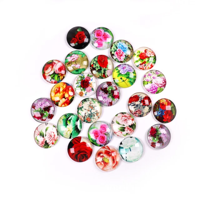 2x Flatback Cabochons Dome Cabochons Glas Snap Charme Schmuck 2