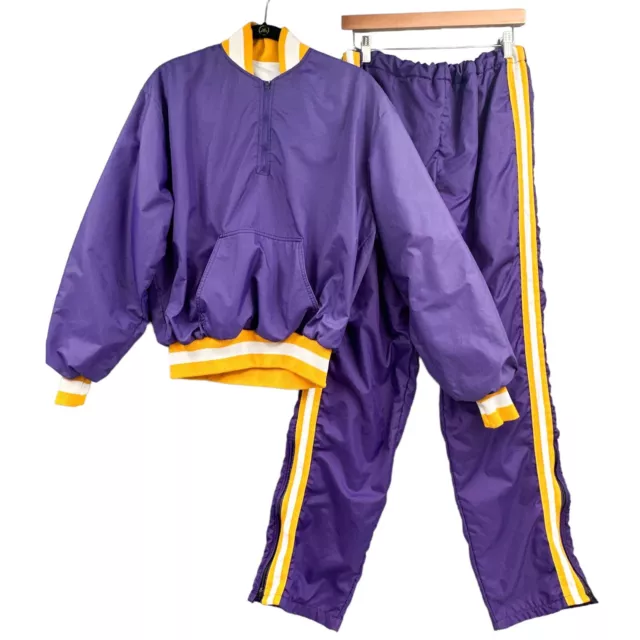 VTG DeLong Sportswear Track Suit Unisex Adult XL Purple Gold Retro Sporty Lakers