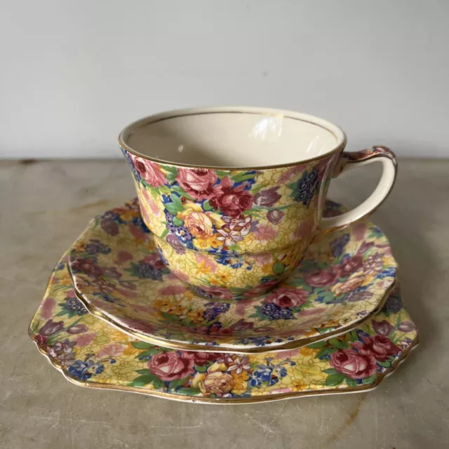 Beautiful Royal Winton Welbeck CHINTZ All Over Floral Cup Plate & Saucer TRIO
