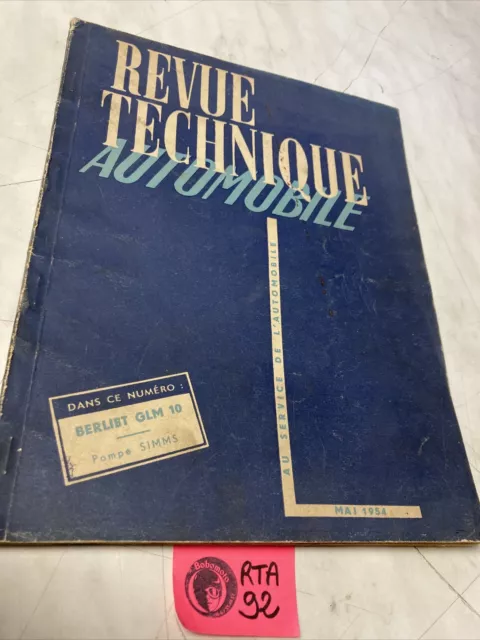 Camion Berliet GLM10 + pompe SIMMS Revue Technique Automobile RTA édition 1954