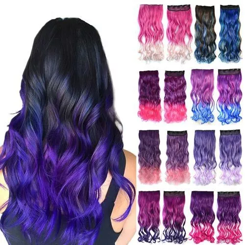5Clips in One Piece Hair Extension Wavy Synthetic Hairpieces Hair Extensions