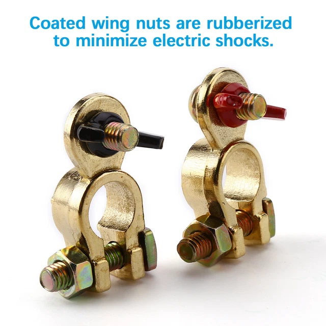 BRASS BATTERY TERMINAL Positive & Negative Connectors Clamp Marine Top