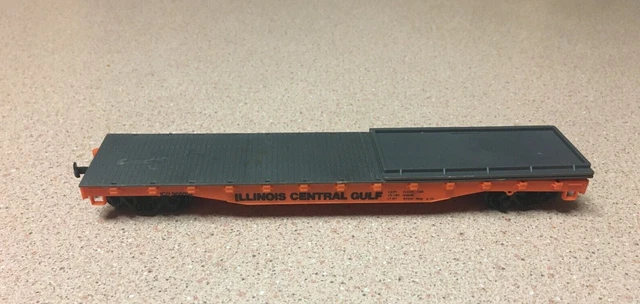 Rare Illinois Central Gulf Icg 905052 50' Freight Train Flat Car Ho Scale