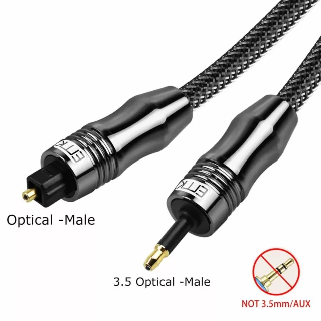 EMK Digital Sound Toslink to Mini Toslink Cable 3.5mm SPDIF Optical Cable 3.5 to 2