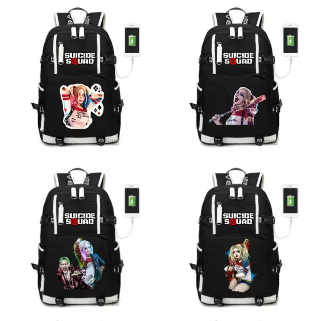 Suicide Squad Backpack Rucksack Schulranzen USB charging Men Laptop Bag