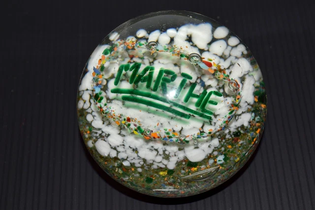 *Grosse Boule Sulfure Xix Cristal Marthe Presse Papier Paperweight Objet Vitrine