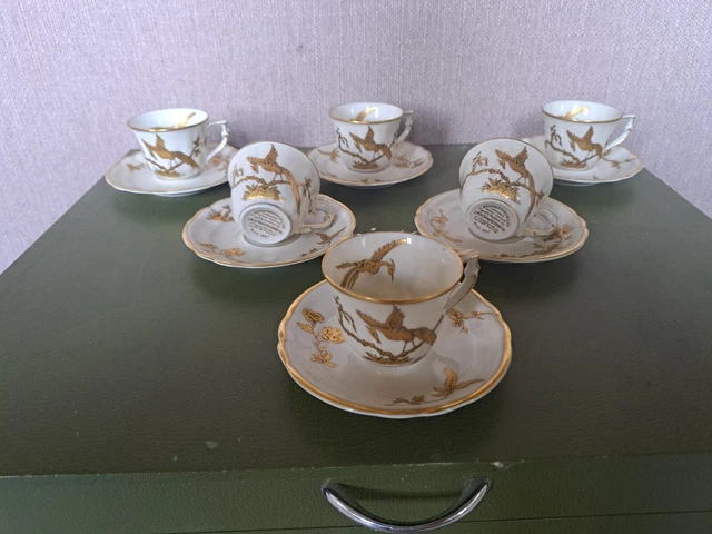 Belle Et Rare Serie De 6 Tasses En Porcelaine Limoges Bernardaud Reine Elisabeth