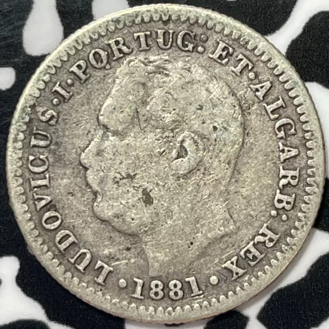 1881 Portuguese India 1/4 Rupia Lot#M6396 Silver!