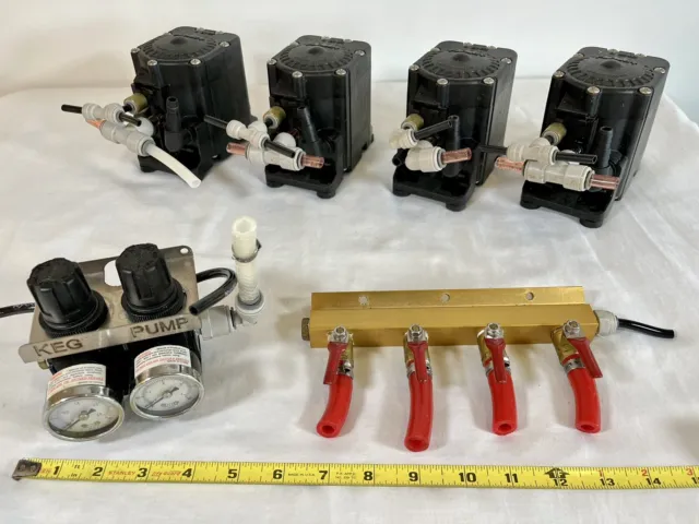 Flojet Beer Pump Set Of 4 Model G561162 With Pressure Gauges Some Connectors