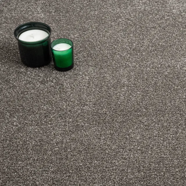 Carpet Grey Carpets Luxury Saxony 17mm Soft £10.99 Flecked Carpet Bedroom 4m 5m