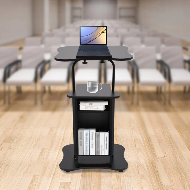 Portable Rolling Podium Mobile Standing Laptop Desk Presentation Lectern Stand