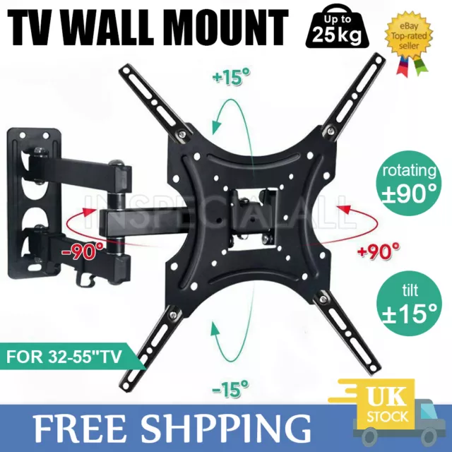 TV Wall Bracket Tilt & Swivel Mount for 32 37 40 42 47 50 55 Inch Monitor LCD UK