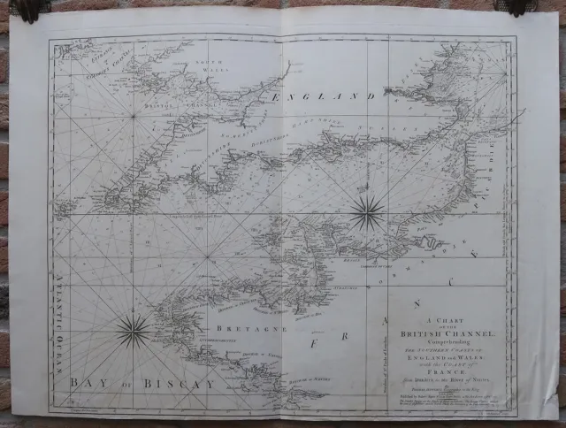 Antique Print-SEA CHART-CHANNEL-ENGLAND-FRANCE-Jefferys-Sayer-1775