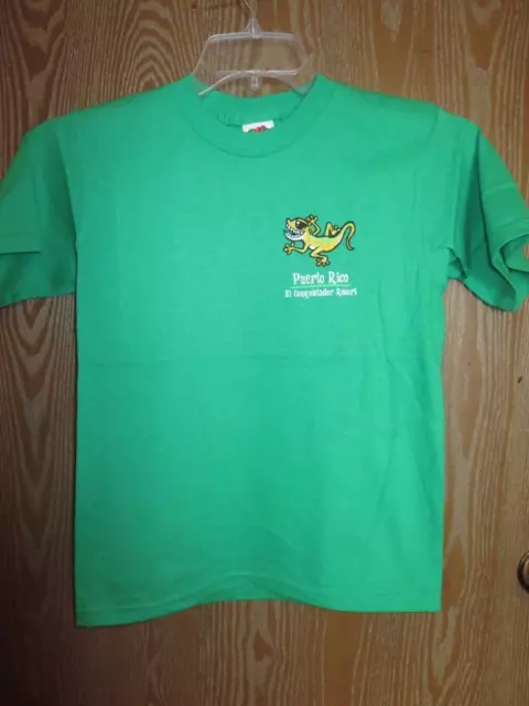 NEW Minor Flaw- Puerto Rico Youth size 10/12 Fruit of the Loom Green Shirt