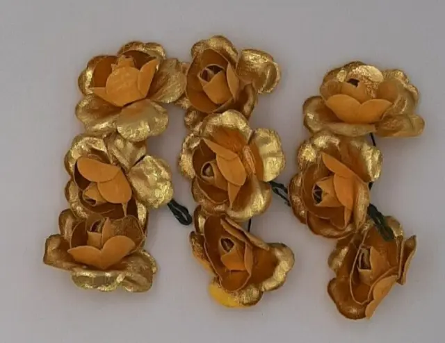 Deco Flowers metallic Deko Blumen metallic gold, Anzahl 9 Stück
