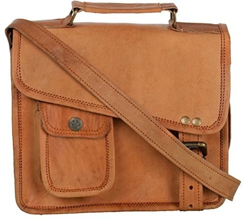 Sacoche Messager En Cuir Vintage Pour Ordinateur Portable - Taille M, Fait Main, Origine Inde