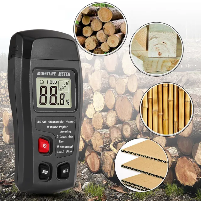Digital LCD Wood Moisture Meter Detector Tester Firewood Fire Paper Cardboard US