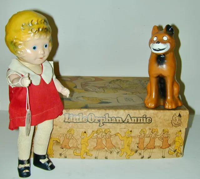 Little Orphan Annie Sandy Composition Dolls Ralph Freundlich Co 1934 Orignal Box