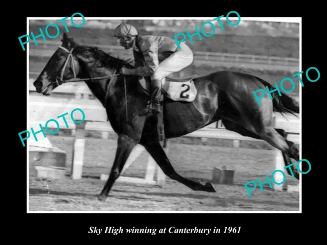 Old Large Horse Racing Photo Of Sky High Winning At Canterbury In 1961