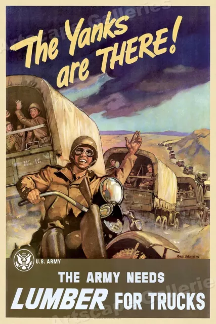 1943 The Yanks are There! Classic Vintage Style WW2 Poster - 20x30