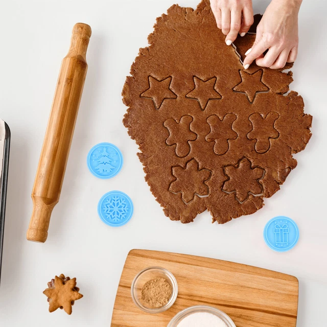6 piezas de gel de sílice fondant molde de galletas en relieve azul