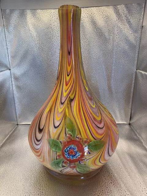 Millefiori Swirl Art Case Glass Vase