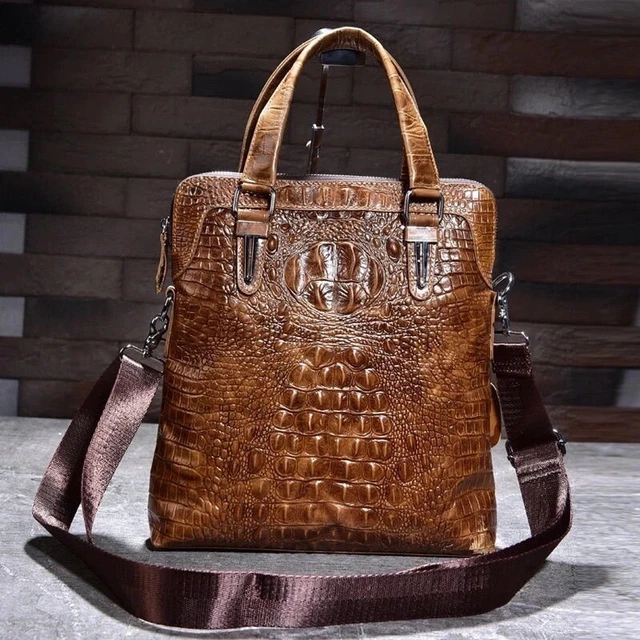 Crocodile Briefcase Mens Genuine Leather Handbag Business Shoulder Crossbody Bag