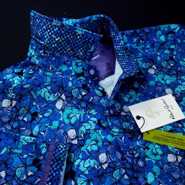 Robert Graham Floral Geometric Colorful Honeycomb Paisley Short Sleeve Shirt XL